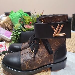 Luxury Black and Brown LV Designer Ankle Boots